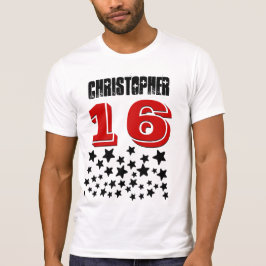 16:e födelsedag eller ÅRSBÖRJAN BLACK Stars V01 T-shirt