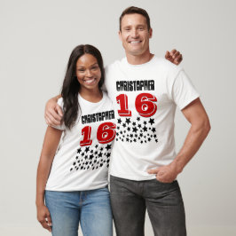 16:e födelsedag eller ÅRSBÖRJAN BLACK Stars V01 T-shirt