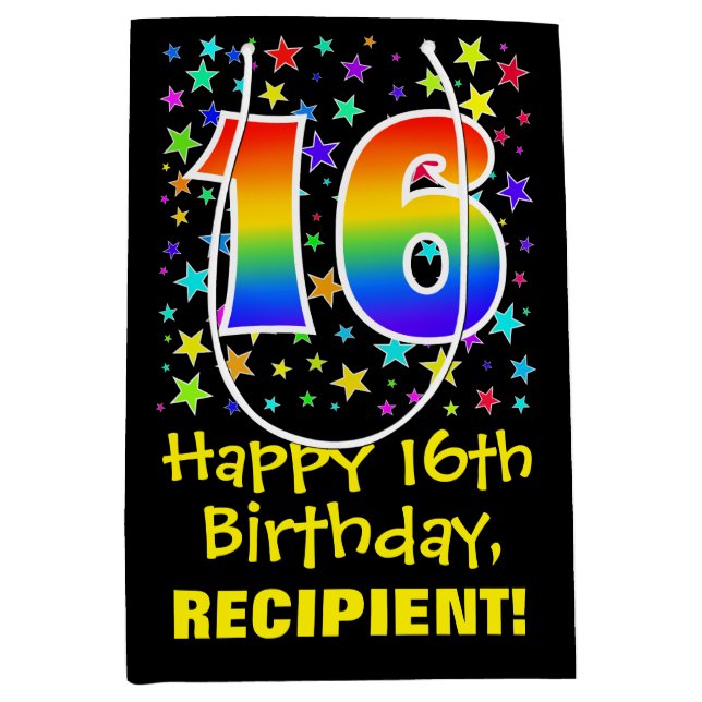 16:e födelsedag: Färga stjärnor Mönster och regnbå (Framsidan)