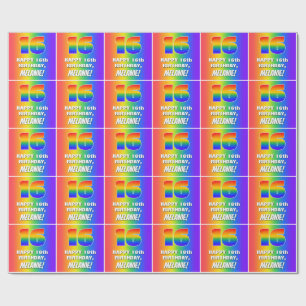 16:e födelsedag: Färgfull, Roligt Rainbow Mönster Presentpapper