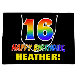 16:e födelsedag: fetstil, Roligt, enkel, regnbåge