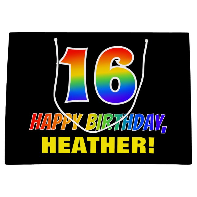 16:e födelsedag: fetstil, Roligt, enkel, regnbåge  (Framsidan)