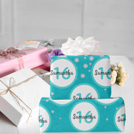 16:e födelsedag för grönt glitter diamanter presentpapper