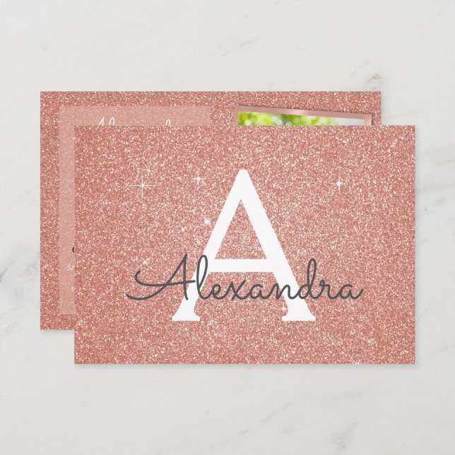 16:e födelsedag Gnistra Ro Guld  Rosa Foto Inbjudningar (Fram/baksida)