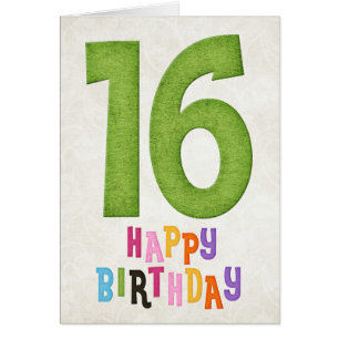 16:e födelsedag, Grattis på födelsedagen-kort 3 Hälsningskort