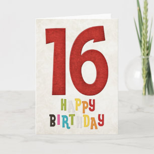 16:e födelsedag Grattis på födelsedagen-kort 4 Kort