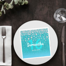 16:e födelsedag i glitter på tealblått grönt