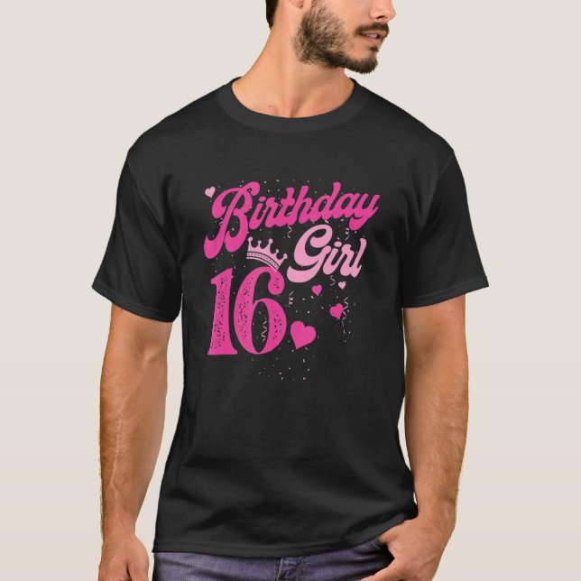 16:e födelsedag Krona 16 år gammal dag T Shirt (Framsida)