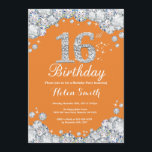 16:e födelsedag Orange och Silver Diamond Inbjudningar<br><div class="desc">16:e födelsedagsinbjudan. Orange och Silver Rhinestone Diamond. Elegant Birthday Bash inbjudan. Barns födelsedag. Flickans födelsedag. Boy Birthday. Om du vill göra ytterligare anpassningar klickar du på knappen "Anpassa" och användor verktyg som är utformat för att ändra mallen.</div>