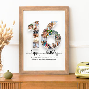 16:e födelsedag Poster fotokollage