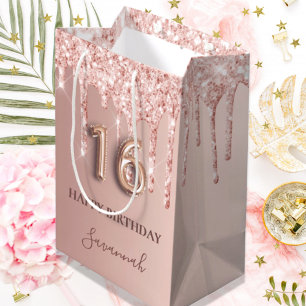 16:e födelsedag ro guld glitter rosa-ballong stil