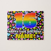 16:e födelsedag - Roligt, hjärtklappning + "16"