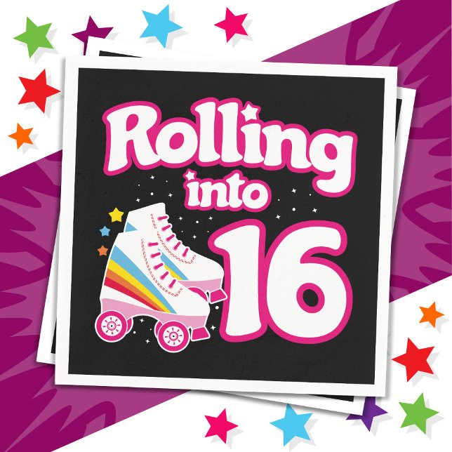 16:e födelsedag Roller Skatt 16 år gammalt Skate Pappersservett (Skapare uppladdad)