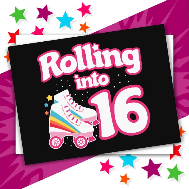 16:e födelsedag Roller Skatt 16 år gammalt Skate Vykort (Skapare uppladdad)