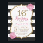 16:e födelsedag Rosa Black Guld Blommigt Inbjudningar<br><div class="desc">16:e födelsedagsinbjudan. Rosa Black och Guld. Guld Glitter. Black and White Rand. Rosa Blommigt Flower. Barns födelsedag. Girl Dam Tonåring tonårens Födelsedagsfest. Om du vill göra ytterligare anpassningar klickar du på knappen "Anpassa" och användor verktyg som är utformat för att ändra mallen.</div>