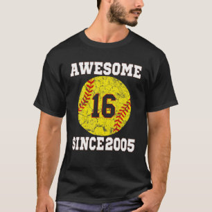 16:e födelsedag Softball Älskare 16 år gammal Vint T Shirt