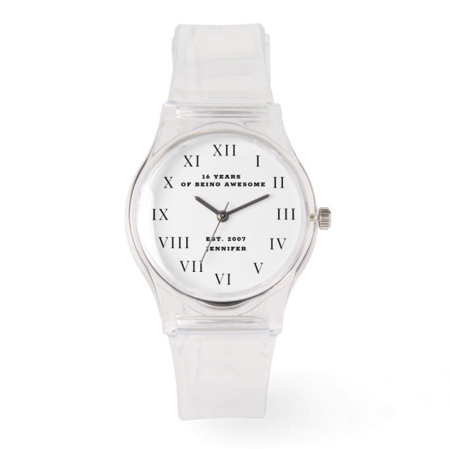 16:e födelsedag Sweet sixteen Funny Rosa Girl Girl Armbandsur (Framsida)