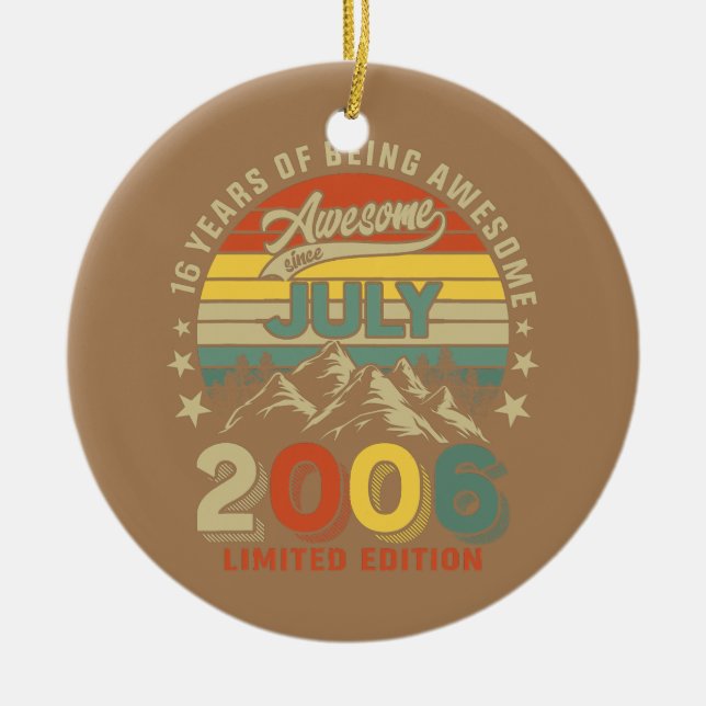 16:e födelsedagen 16 år Fantastisk sedan juli 2006 Julgransprydnad Keramik (Framsidan)