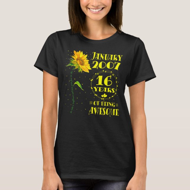 16:e födelsedagen 16:e året gamla solrosflickor ja t shirt (Framsida)