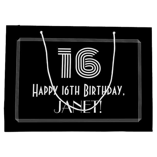 16:e födelsedagen - Art Deco Inspired Titta "16" o (Baksidan)