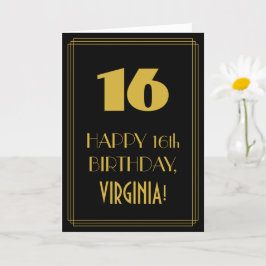 16:e födelsedagen - Art Deco Inspired Titta "16" o Kort
