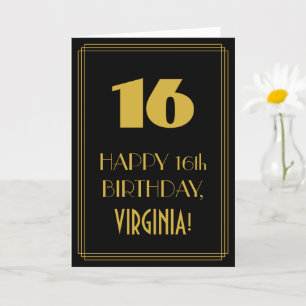 16:e födelsedagen - Art Deco Inspired Titta "16" o Kort
