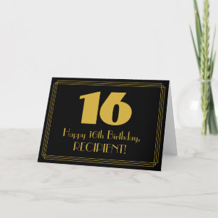 16:e födelsedagen: Art Deco Inspired Titta "16" oc Kort