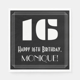 16:e födelsedagen: Art Deco Inspired Titta "16" +  Pappersservett
