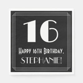 16:e födelsedagen ~ Art Deco Inspired Titta "16",  Pappersservett