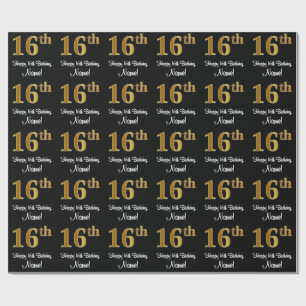 16:e födelsedagen: Elegant Luxurious Faux Guld Tit Presentpapper