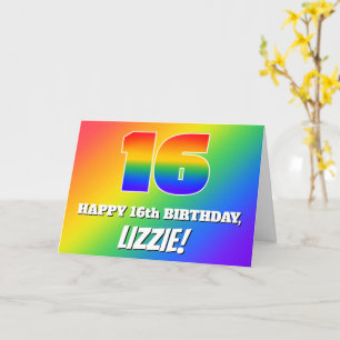 16:e födelsedagen: flerfärgad regnbåge Mönster # 1 Kort