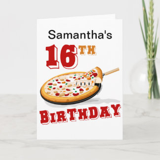 16:e födelsedagen i Pizza Party Kort