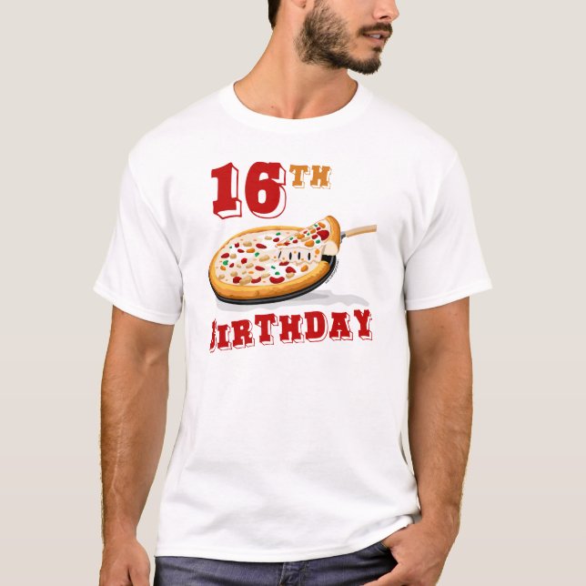 16:e födelsedagen i Pizza Party Tee Shirt (Framsida)