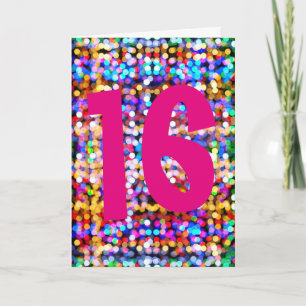 16:e födelsedagen. Lycklig Bright Colorful Ljus Kort