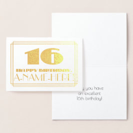 16:e födelsedagen; Namn + Art Deco Inspired (16) Folierat Kort