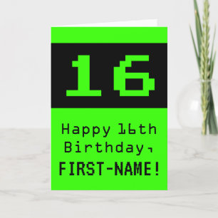 16:e födelsedagen: Nerdy/Geeky Stil "16" och Namn Kort