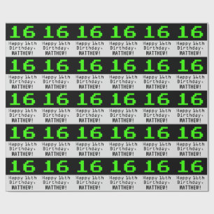 16:e födelsedagen - Nerdy/Geeky Stil "16" och Namn Presentpapper