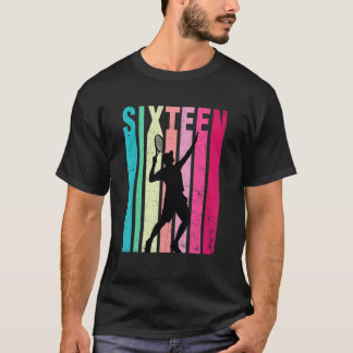 16:e födelsedagen: Retro Tennis Boys Girls 16 år g T Shirt