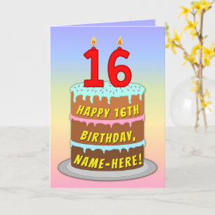 16:e födelsedagen - Roligt Cake & Candles, med ege Kort