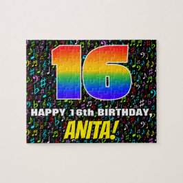 16:e födelsedagen - Roligt, färgstarka musiksymbol Pussel