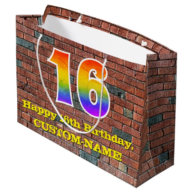 16:e födelsedagen: Roligt, Graffiti-Inspired Rainb (Baksidan Vinklad)