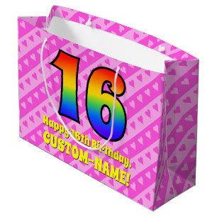 16:e födelsedagen: Rosa Rand & Hearts, regnbåge