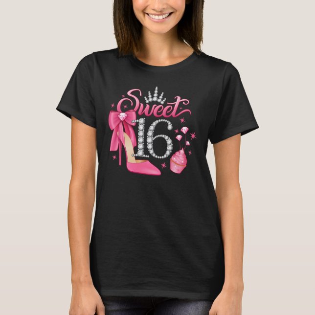 16:e födelsedagen. Söta 16-flickors T Shirt (Framsida)