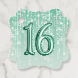16:e födelsedagsdagen Grönt Foil Balloon Twinkle L Gåvor Etiketter