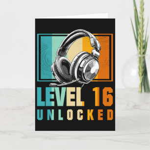 16:e födelsedagsdagen Video Gamer Level 16 Olåst B Kort