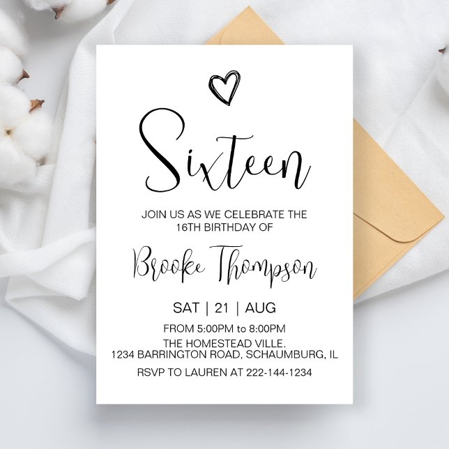 16:e Födelsedagsfesten, 16:e året gammal födelseda Inbjudningar (Skapare uppladdad)