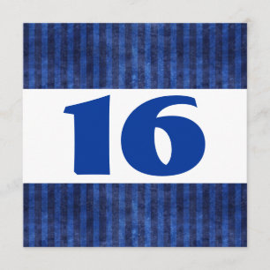 16:e Födelsedagsfesten Blue Rand Modern W864 Inbjudningar