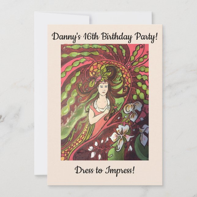 16:e Födelsedagsfesten - Coola Girl Inbjudningar (Framsida)