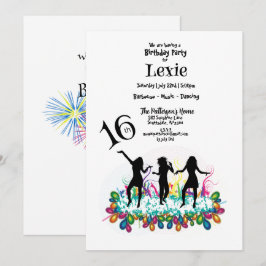 16:e Födelsedagsfesten Tonans färgstarka tonåring Inbjudningar