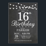 16:e födelsedagsinbjudan: Chalkboard String Ljus Inbjudningar<br><div class="desc">16:e födelsedagsinbjudan till Chalkboard String Ljus. 16:e 18:e 21:a 30:e 40:e 60:e 70:e 80:e 90:e 100:e,  oavsett ålder. Om du vill göra ytterligare anpassningar klickar du på knappen "Anpassa" och användor verktyg som är utformat för att ändra mallen.</div>
